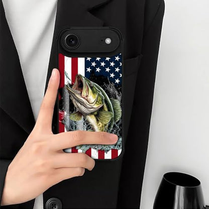 case for iPhone 17 Air,Compatible with Magsafe,All-Round Protection Shockproof Anti-Scratches TPU Case Cover-Vital Bass Fish American Flag - color: Vital bass fish American flag, size: IPhone 17 Air