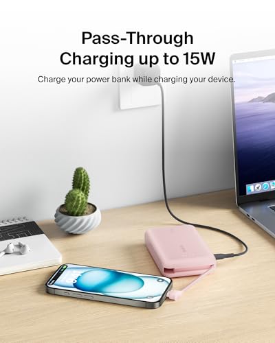 Belkin 10000mAh 20W USB C Power Bank, Portable Charger for iPhone & iPad - color: Pink, style: 10K mAh