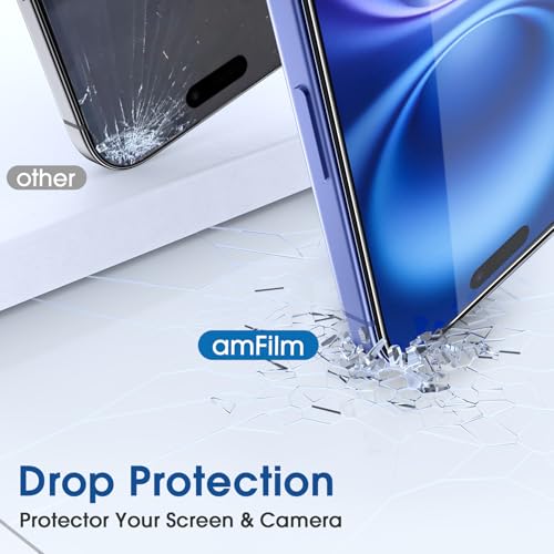 amFilm OneTouch for iPhone 16 Plus Screen Protector 6.7'' Tempered Glass - size: 16-6.7”