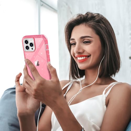 TUTUKII for iPhone 14 Pro Max Case Pink Glitter | Heavy Duty Shockproof, Anti-Drop, Anti-Yellow,Triple-Layer Transparent Protective Phone Cover, 6.7" - color: Pink Glitter, size: iPhone 14 Pro Max 6.7"
