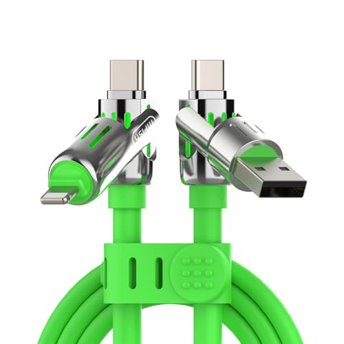 MFish 240W 4-in-1 Fast Charging Cable, Green, 6.6FT - color: Green, size: 6.6FT