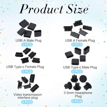 30Pcs 6 Type Silicone Anti Dust Cover USB Cover Port Plug Caps