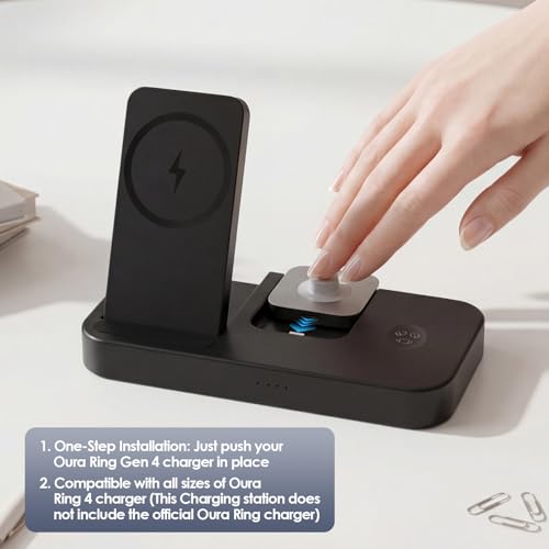 4 in 1 Charging Stand for Oura Ring Gen 4 & Gen 5 Charger (Oura Ring Charger NOT Included), Fast Magnetic Charger for iPhone, Apple Watch, AirPods, Charging for Samsung Galaxy