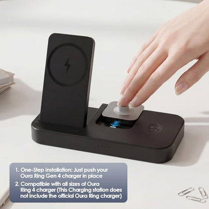 4 in 1 Charging Stand for Oura Ring Gen 4 & Gen 5 Charger (Oura Ring Charger NOT Included), Fast Magnetic Charger for iPhone, Apple Watch, AirPods, Charging for Samsung Galaxy