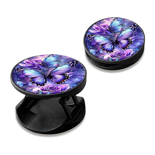 2 Pack Cell Phone Grip with Expanding Kickstand, Blue Butterfly - color: Blue Butterfly