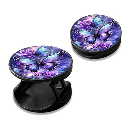 2 Pack Cell Phone Grip with Expanding Kickstand, Blue Butterfly - color: Blue Butterfly