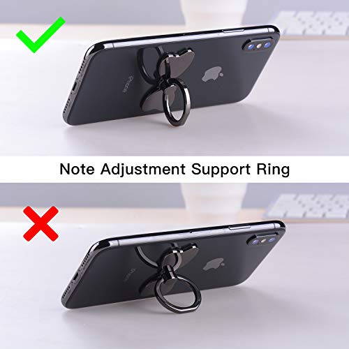 PZOZ Metal Cell Phone Finger Ring Stability Holder Back Stand Collapsible Hand Grip Knob Loop Car Mount Hook Kickstand 360 for iPhone Samsung Galaxy Mobile Cute Accessories (Black) - color: Black
