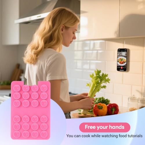Classic - 2PCS Silicone Suction Phone Case Adhesive Mount - color: pink