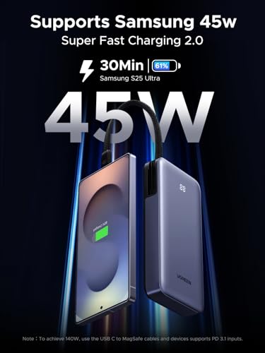 UGREEN Nexode 20000mAh 45W Power Bank, Built-in Cable for iPhone 17 Pro