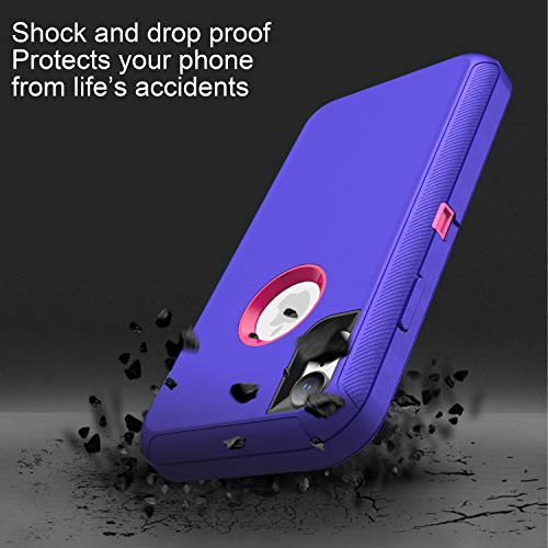 MXX Compatible with iPhone Xr Case, 3-Layer Super Protective Full Heavy Duty Body Tough Rugged Bumper Cover, Shock & Dust Proof, Designed for Apple Xr Phone Case 6.1" Purple/Pink - color: Purple/Pink