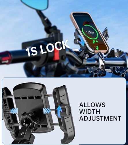 Kewig Motorcycle Phone Mount Holder with Aluminum Alloy Mounting Base