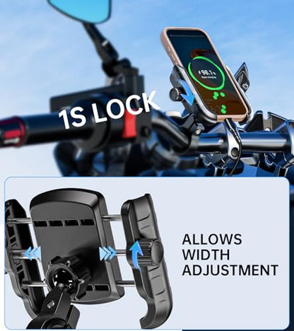 Kewig Motorcycle Phone Mount Holder with Aluminum Alloy Mounting Base