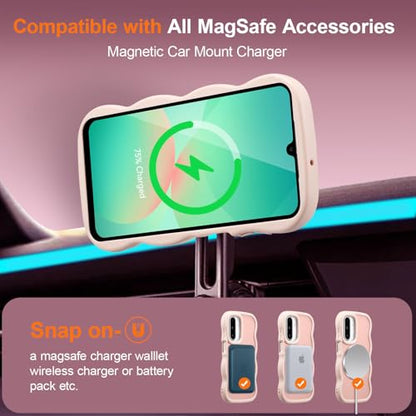 UEEBAI Magnetic for Samsung Galaxy A26 5G Case, Compatible with MagSafe, Transparent Clear Wave Frame Design Soft Edge Cover Matte Shockproof Phone Case- Pink - color: Pink, size: Samsung Galaxy A26 5G