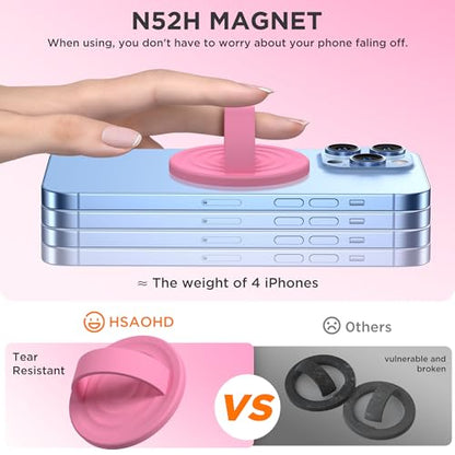 Upgraded Magnetic Phone Grip, Liquid Silicone Soft and Portable, Removable Finger Loop Ring Grip Holder for iPhone, Strong Magnetic Attraction, Compatible with MagSafe Phone Case, Tender Pink - color: Tender Pink