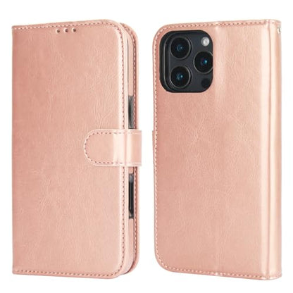 Bocasal Detachable Wallet Case Card Holder for iPhone 16 Pro Max Rose Gold | RFID Blocking Kickstand Card Slots Holder PU Leather Magnetic Shockproof Wrist Strap Removable Flip Protective Cover 6.9 inch - color: Rose Gold