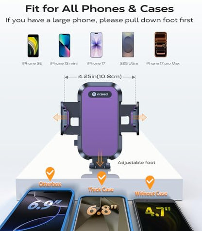VICSEED Ultra Stable Car Phone Holder Vent [Never Fall Off & Won't Break] - color: Purple