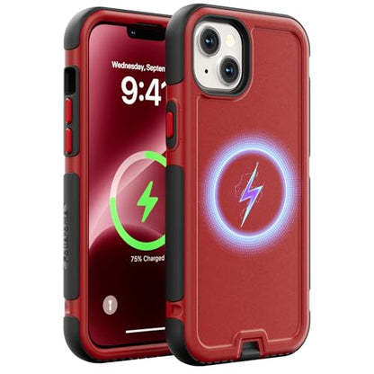 Follaroma Magnetic for iPhone 14 Case, Heavy Duty Phone Cases, Red, 6.1" | Compatible with MagSafe, Heavy Duty Shockproof,Military-Grade Anti-Drop Protective,Dual Layer Magnetic Protection Phone Cover - color: Red, size: iPhone 14 6.1''