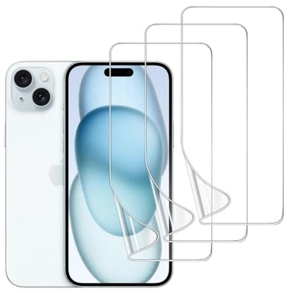 3 Pack TPU Screen Protector for iPhone 15 Plus, Self-Healing HD Clear Soft Flexible Hydrogel Film Compatible with iPhone 15 Plus 6.7" - Scratch-Resistant, Bubble Free, Easy Installation - size: iPhone 15 Plus