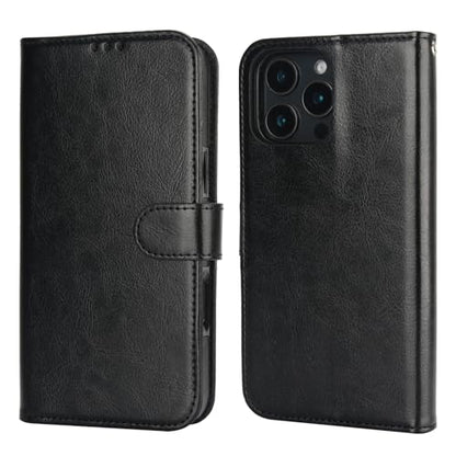 Bocasal Detachable Wallet Case Card Holder for iPhone 16 Pro Max Black | RFID Blocking Kickstand Card Slots Holder PU Leather Magnetic Shockproof Wrist Strap Removable Flip Protective Cover 6.9 inch - color: Black
