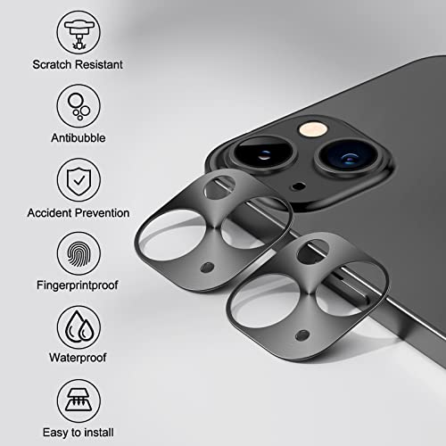 For iPhone Camera Lens Protector - [2 Pack] Premium Aluminum Alloy Back Rear Camera Lens Screen Cover Case Shield (Black- iPhone 13/13 Mini) - color: Black- iPhone 13/13 Mini