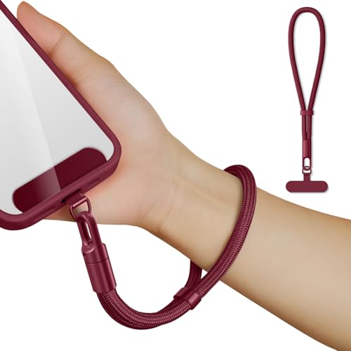 saxsion Lanyard for Phone, Self-Locking Phone Wrist Strap with 0.4mm Ultra-Thin Clip & 360° Hook, Anti-Drop and anti theft phone Strap(Burgundy) - color: Burgundy