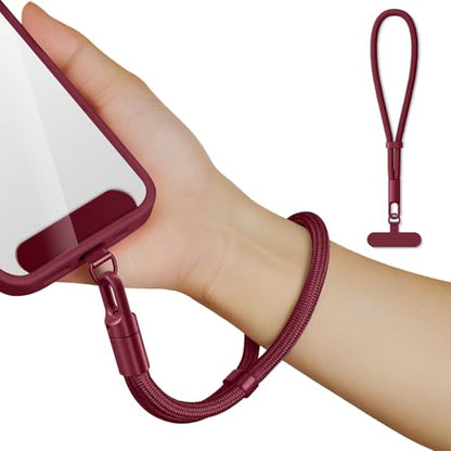 saxsion Lanyard for Phone, Self-Locking Phone Wrist Strap with 0.4mm Ultra-Thin Clip & 360° Hook, Anti-Drop and anti theft phone Strap(Burgundy) - color: Burgundy
