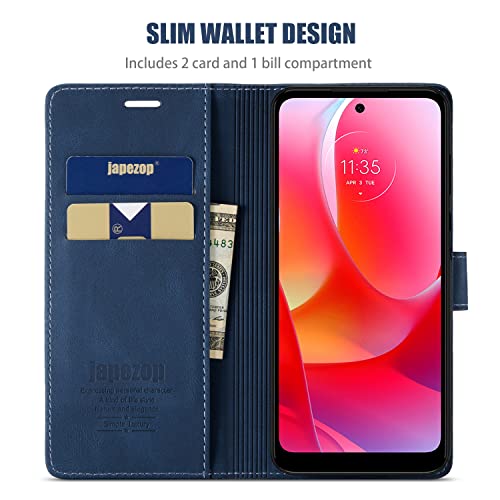 Moto G Power 2022 Wallet Case with [RFID Blocking],Blue | Card Holder, Kickstand, Magnetic, Soft Leather Flip Case Wallet for Moto G Power 2022 6.5 Inch - color: Blue, size: Moto G Power 2022 6.5 inch