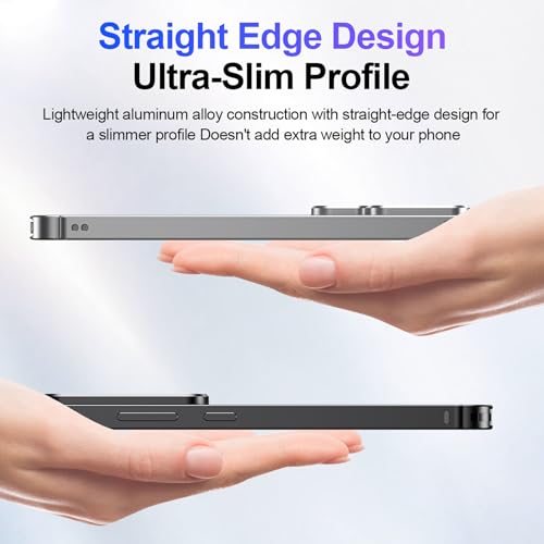 Aluminum Alloy Bumper Frame Case for Samsung Galaxy S26 Ultra, with Camera Lens Protector Backless Slim Metal Bumper Frame Cover with Soft TPU Inner [No Signal Interference] (Black) - color: Black