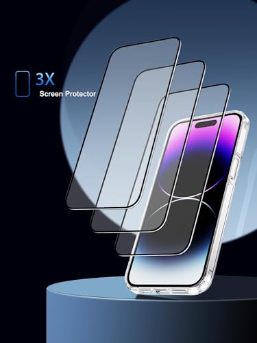 3 Pack Screen Protector for iPhone 14 Pro Max, HD Clear, 9H Hardness, No Bubbles, Case Friendly Tempered Glass Film - size: iPhone 14 Pro max