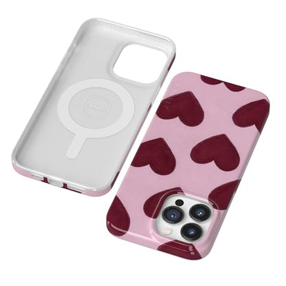 Casely iPhone 14 Pro Case | Whole Lotta Love | Plum Hearts | Compatible with MagSafe | Classic Ultra Slim Design - color: Whole Lotta Love | Plum Hearts, size: iPhone 14 Pro