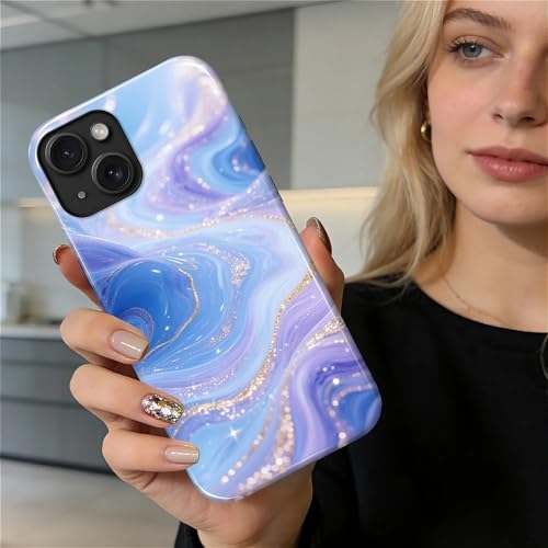 Case for iPhone 13 iPhone 14, Shockproof Hybrid Protective Phone Case, Dual-Layer Drop Protection Anti-Scratch, Blue Purple Fluid - color: Blue Purple Fluid, size: iPhone 13 14