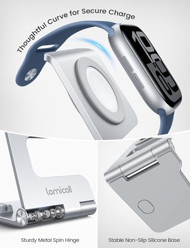 Lamicall Apple Watch Stand for Charger, Aluminum Desk Watch Charing Holder - color: Silver