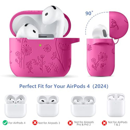 Lerobo for AirPods 5 AirPods 4 Case with Cleaner Kit & Keychain, Rose Pink - color: A-Rose Pink, size: AirPods 5&4