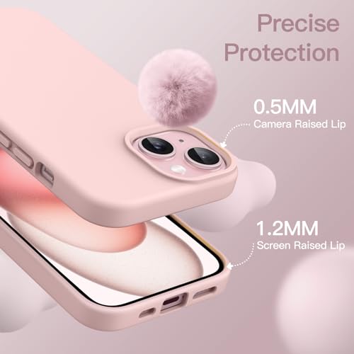 JETech Silicone Case for iPhone 15, Pink | Silky Soft Touch, Shockproof Protection, Scratch Resistant, Microfiber Lining - color: Pink, size: iPhone 15