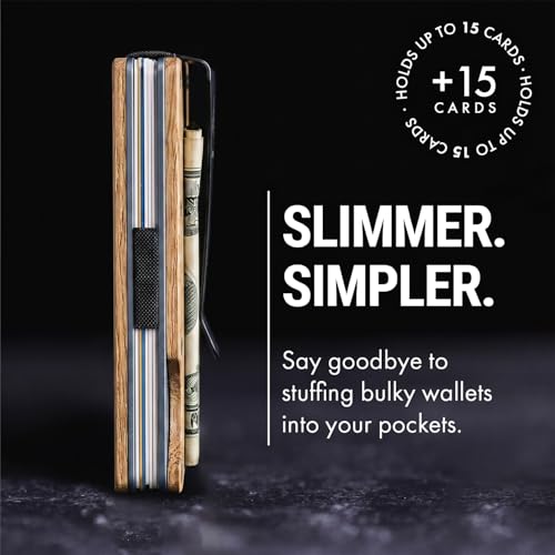 Mountain Voyage Minimalist Wallet for Men - Slim RFID Wallet, Scratch Resistant, Credit Card Holder & Money Clip, Easily Removable Money & Cards, Mens & Womens Wallets (Beech Wood Carbon) - color: Beech Wood Carbon