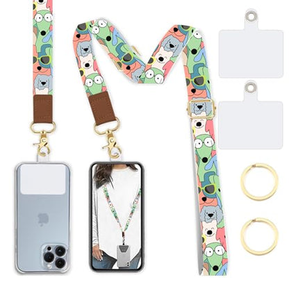 Phone Lanyard Wrist Strap Crossbody Adjustable, Cell Phone Lanyard for Around The Neck Shoulder Wristlet Strap - color: Doodle Dogs