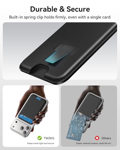 TWZKG for MagSafe Wallet, 3 Cards Holder, Slim Magnetic Phone Wallet for iPhone 17/16/15/14/13/12 Pro Max Plus Air Series,RFID Blocking Vegan Leather,Black - color: Black