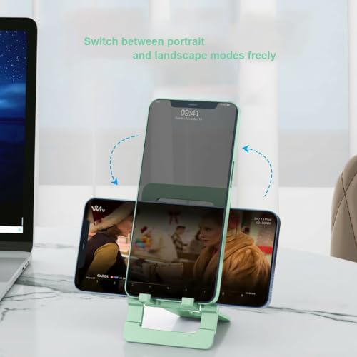 Ultra Slim Aluminum Card Phone Stand, Portable Foldable Pocket Cell Phone Holder, Adjustable Desktop Smartphone Stand for iPhone, Samsung, Android Phones, Travel Home (Lemon Green) - color: Lemon green