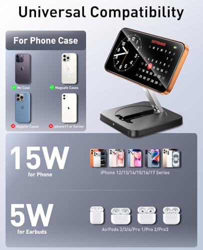 Magnetic Wireless Charger, [2 Pack] 15W Foldable Fast Charging Stand