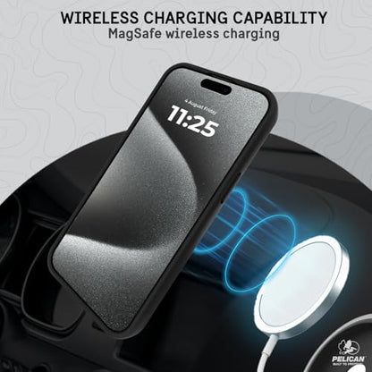 Pelican Protector iPhone 15 Pro Max Case -Rugged MagSafe Phone Case -Carbon | Magnetic Phone Case w/16ft Military-Grade Drop Protection - Anti-Scratch, Heavy Duty Phone Cover for iPhone 15 Pro Max - color: Protector Carbon, style: MagSafe