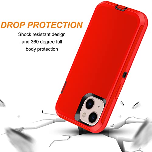 Co-Goldguard Shockproof Case for iPhone 13 with Tempered Glass Screen Protector 3 Layer Military Grade Drop Protection Heavy Duty Protection Rugged Rubber Phone Case Cover for iPhone 13 6.1 RedBlack - color: RedBlack+G