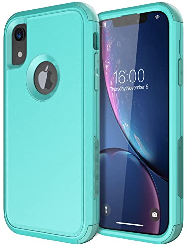 Diverbox for iPhone Xr Case [Shockproof] [Dropproof] [Dust-Proof],Heavy Duty Protection Phone Case Cover for Apple iPhone XR - color: Teal-3in1