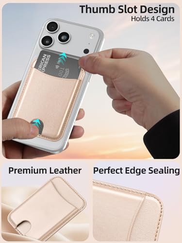 Miroddi for MagSafe Wallet, 4 Cards Holder, Stronger Magnetic Phone Wallet - color: Gold