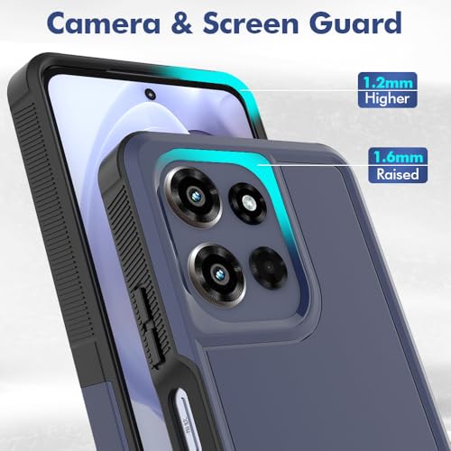 for Motorola Moto G Power 2026 / Moto G Power 2025 Case: Dual Layer Protective Heavy Duty Cell Phone Cover Shockproof Rugged with HD Screen Protector Military Protection Bumper Tough, Navy Blue - color: Navy Blue (PC) + Black (TPU)