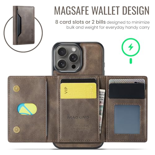 K2 2 in 1 Detachable Magnetic Phone Cases Compatible with iPhone 16 Pro Max Case with Card Holder RFID Blocking, Compatible with Magsafe Wallet, Leather 6.9'' (Coffee, iPhone 16 Pro Max) - color: Coffee, size: iPhone 16 Pro Max