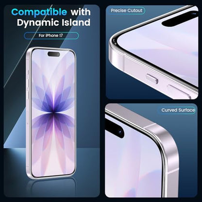 Fotbor Compatible with 3 Pack iPhone 17 Screen Protector With 1 Set Camera Lens Protector, 2025 Upgrade 9H+ Premium Tempered Glass, Easy Installation Kits, 6.3 inch - size: iPhone 17-6.3 inch