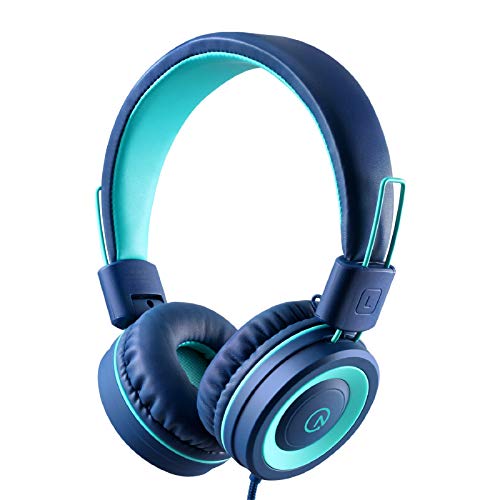 noot products K11 Kids Headphones with Wired Cord 3.5mm Jack Navy/Teal - color: Navy/Teal
