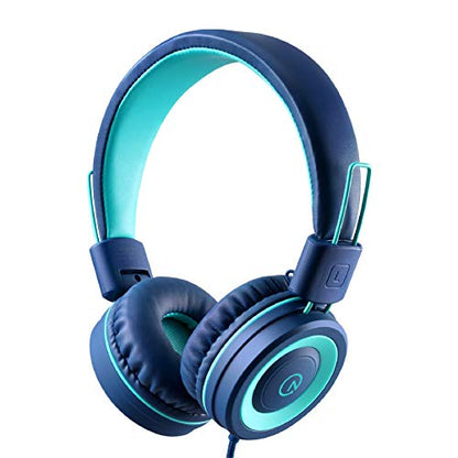noot products K11 Kids Headphones with Wired Cord 3.5mm Jack Navy/Teal - color: Navy/Teal