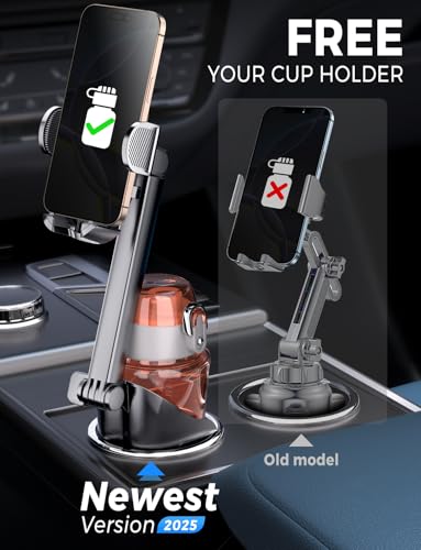 Cup Holder Phone Holder, Unobstructed Phone Mount for Your Car Cupholder