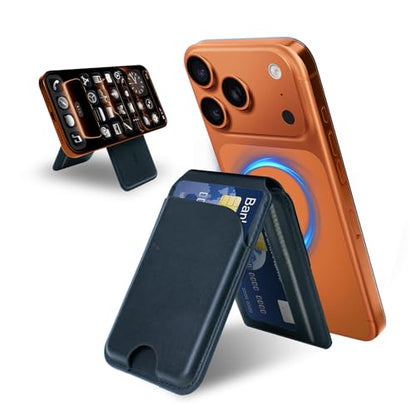 for MagSafe Wallet，Leather Magnetic Wallet for Phone with Adjustable Stand，5 Magnetic Credit Card Holder RFID Blocking for iPhone 17 16 15 14 13 12 Pro Max Air Series Cases Father's Day - color: Black